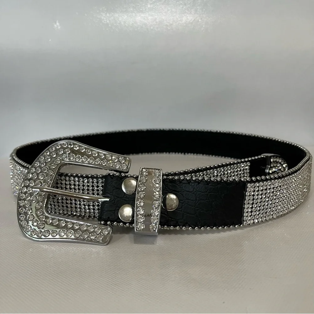 Rhinestones Western Leather Belt